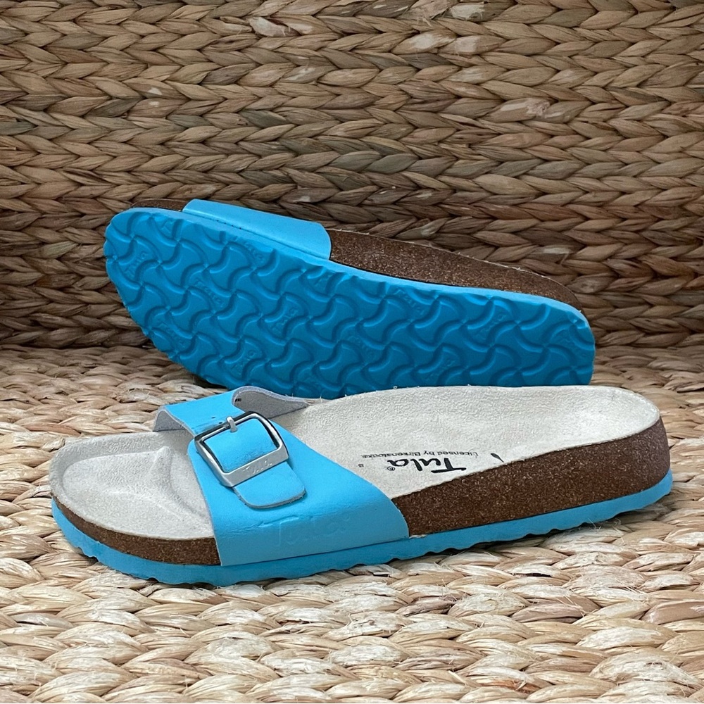 Tula by Birkenstock Womens Madrid Blue Buckle Slide Sandals Size 10 EUR 41